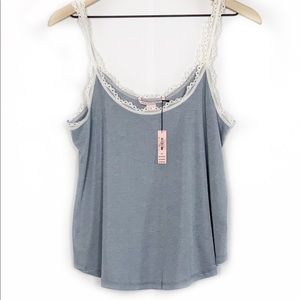Victoria’s Secret Ribbed PJ Top with Lace Straps